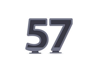 57 vector number design. For logo, brand label, design elements, corporate identity, application etc. İsolated vector illustration