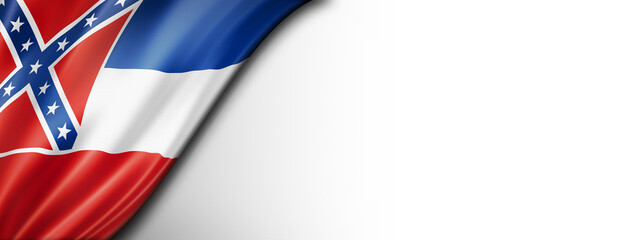 Mississippi flag on white wall banner, USA