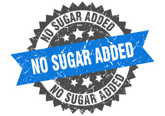 no sugar added stamp. grunge round sign with ribbon