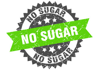 no sugar stamp. grunge round sign with ribbon