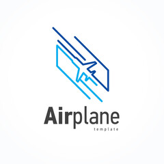 Airplane logo lines abstract theme vector