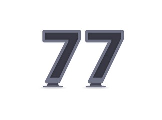 77 vector number design. For logo, brand label, design elements, corporate identity, application etc. İsolated vector illustration