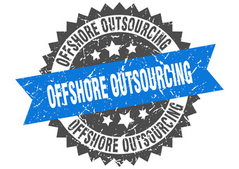 offshore outsourcing stamp. grunge round sign with ribbon