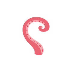 Bizarrely curved octopus limb tentacle, flat vector illustration isolated.