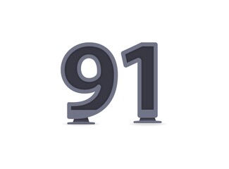 91 vector number design. For logo, brand label, design elements, corporate identity, application etc. İsolated vector illustration