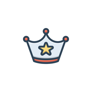 Color illustration icon for crown