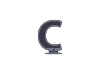 C letter technology font, phone or computer design. For logo, brand label, design elements, application etc. İsolated vector illustration