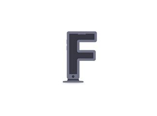 F letter technology font, phone or computer design. For logo, brand label, design elements, application etc. İsolated vector illustration