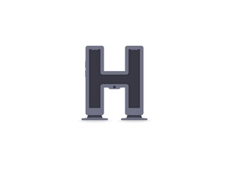 H letter technology font, phone or computer design. For logo, brand label, design elements, application etc. İsolated vector illustration
