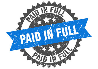 paid in full stamp. grunge round sign with ribbon
