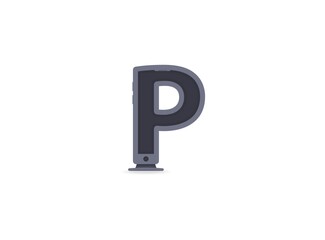 P letter technology font, phone or computer design. For logo, brand label, design elements, application etc. İsolated vector illustration