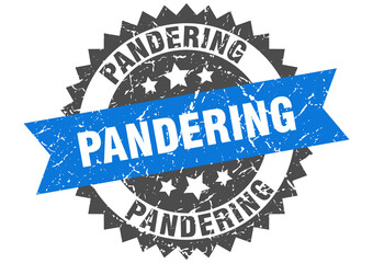 pandering stamp. grunge round sign with ribbon