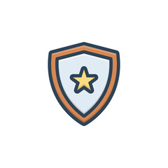 Color illustration icon for shield