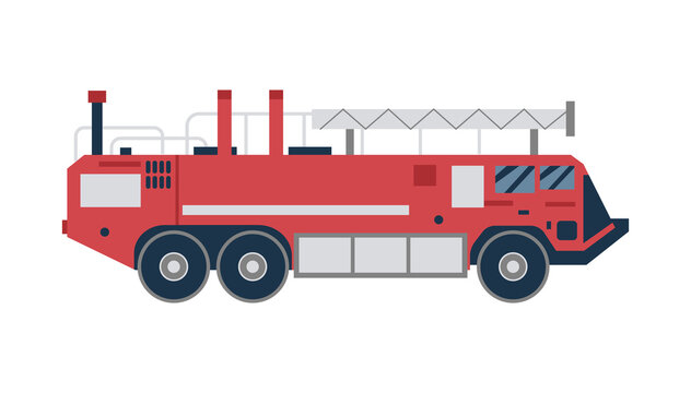 Flat isolated illustration of vector red firetruck
