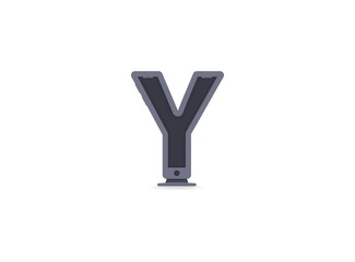 Y letter technology font, phone or computer design. For logo, brand label, design elements, application etc. İsolated vector illustration