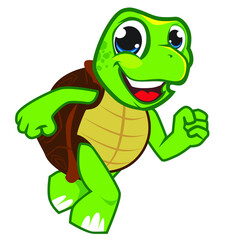 turtle mascot cartoon in vector