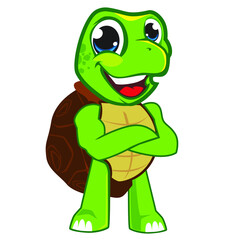 turtle mascot cartoon in vector