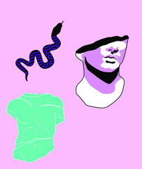 Vector illustration of the classical marble statue.