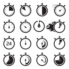 timekeeper, timer and speedometer icons set vector