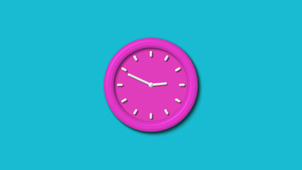 12 hours 3d wall clock isolated on cyan background,Counting down 3d wall clock