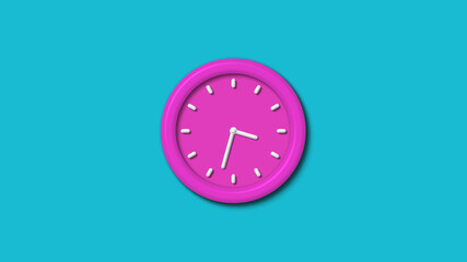 12 hours 3d wall clock isolated on cyan background,Counting down 3d wall clock