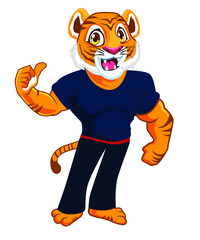 tiger kungfu mascot cartoon in vector