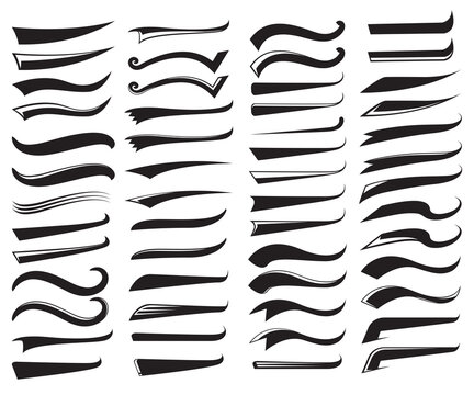 Swoosh and swash typography tails shape underline Vector Image