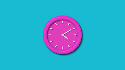 12 hours 3d wall clock isolated on cyan background,Counting down 3d wall clock