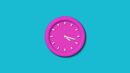 12 hours 3d wall clock isolated on cyan background,Counting down 3d wall clock