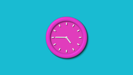 12 hours 3d wall clock isolated on cyan background,Counting down 3d wall clock