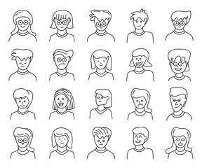 people portrait face avatar icons vector set