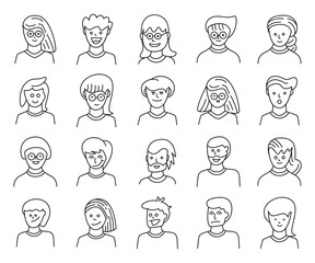 people portrait face avatar icons vector set