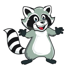 raccoon animal mascot cartoon in vector