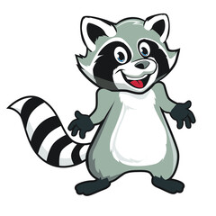 raccoon animal mascot cartoon in vector