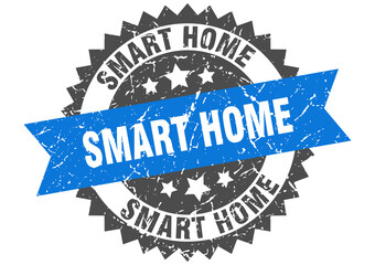 Obraz premium smart home stamp. grunge round sign with ribbon