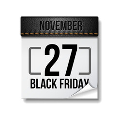 Black Friday calendar. 27 November. Black Friday 2020. Vector template for advertising sale and discount