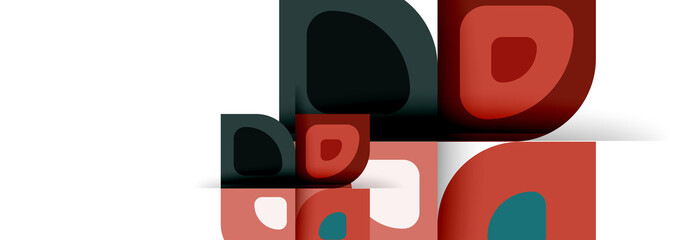 Set of vector modern geometric abstract backgrounds with repeating abstract round shapes patterns and shadow effects