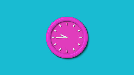 12 hours counting down 3d wall clock isolated on cyan background,wall clock isolated