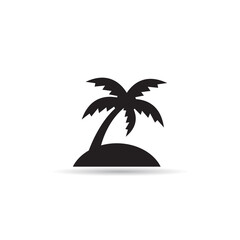 coconut tree island icon on white background