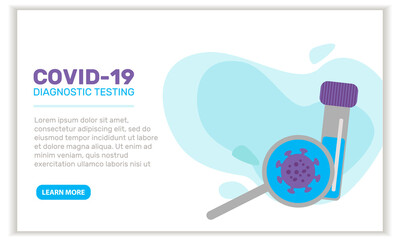 Concept of laboratory research and diagnostic research. laboratory analyzes the mucus content for the presence of the coronavirus COVID-19 A creative web page template. landing page
