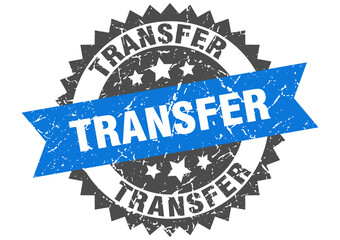 transfer stamp. grunge round sign with ribbon