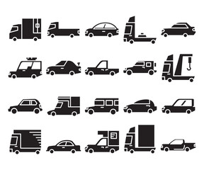 Obraz premium car, truck and transportation glyph icons vector set