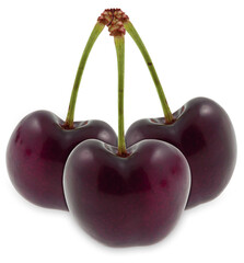 Three cherries isolated on white