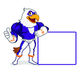 Eagle superhero mascot cartoon in vector