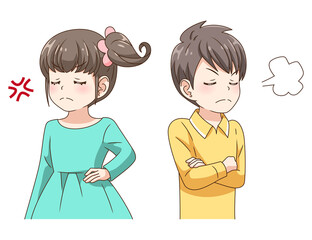 喧嘩する子どもたち二人