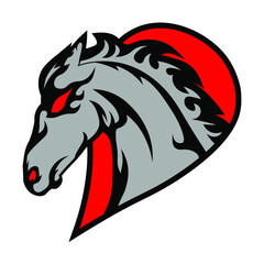 This cool horse is a high-resolution logo mascot. With the design of a grey cool horse with evil eye makes this logo very attractive. This logo is suitable to be applied to the sport or e-sport logo.