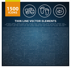 Set of 1500 High Quality Universal Solid Icons . Isolated Vector Elements