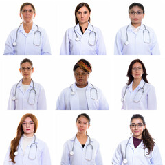 Collage of multi ethnic and mixed age women as doctors