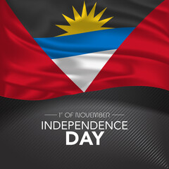 Antigua and Barbuda happy independence day greeting card, banner, vector illustration