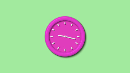 Counting down 12 hours 3d wall clock on green light background,Wall clock isolated